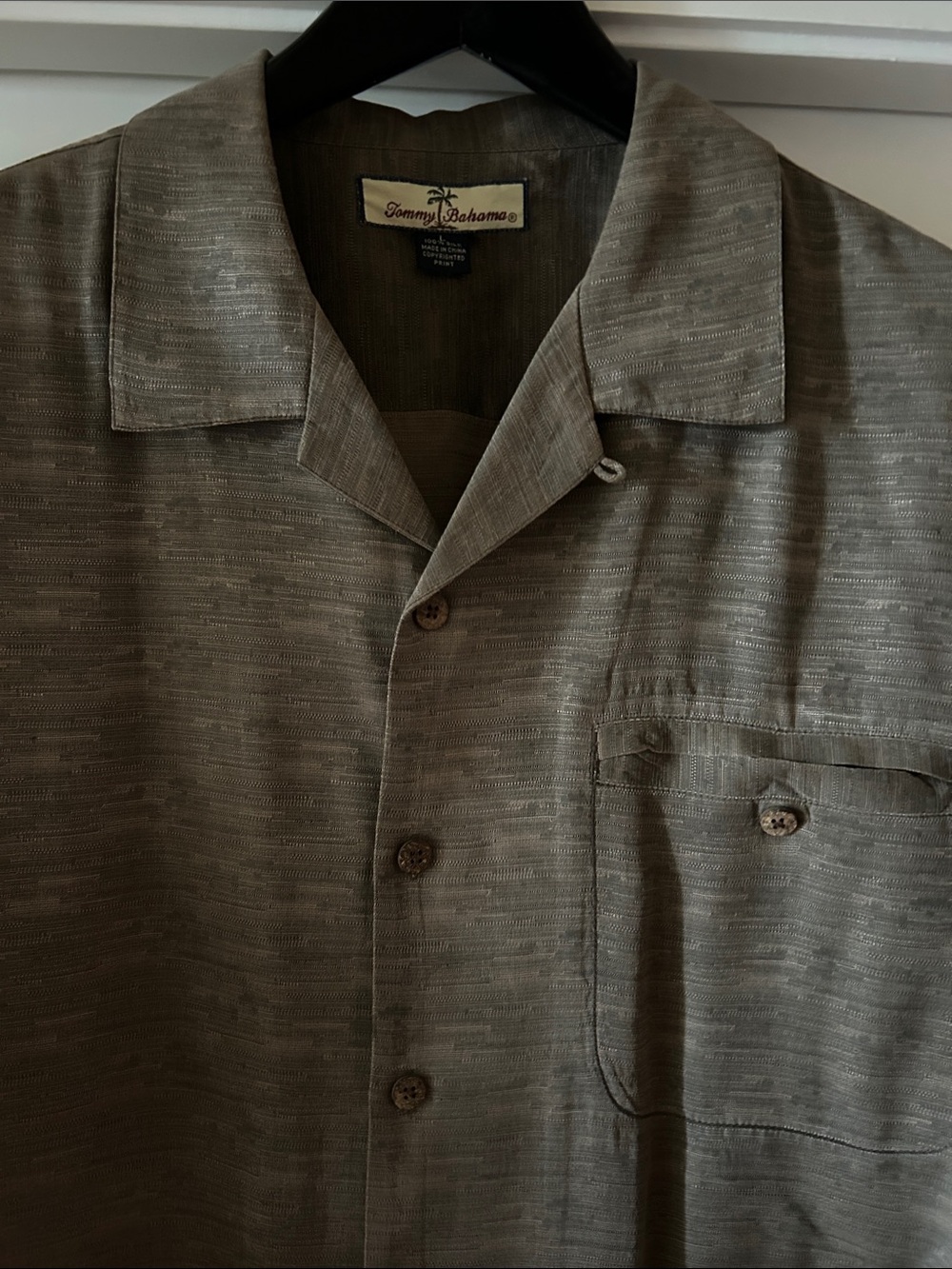 Tommy Bahama Olive/Taupe Short-Sleeve Camp Shirt Jacket